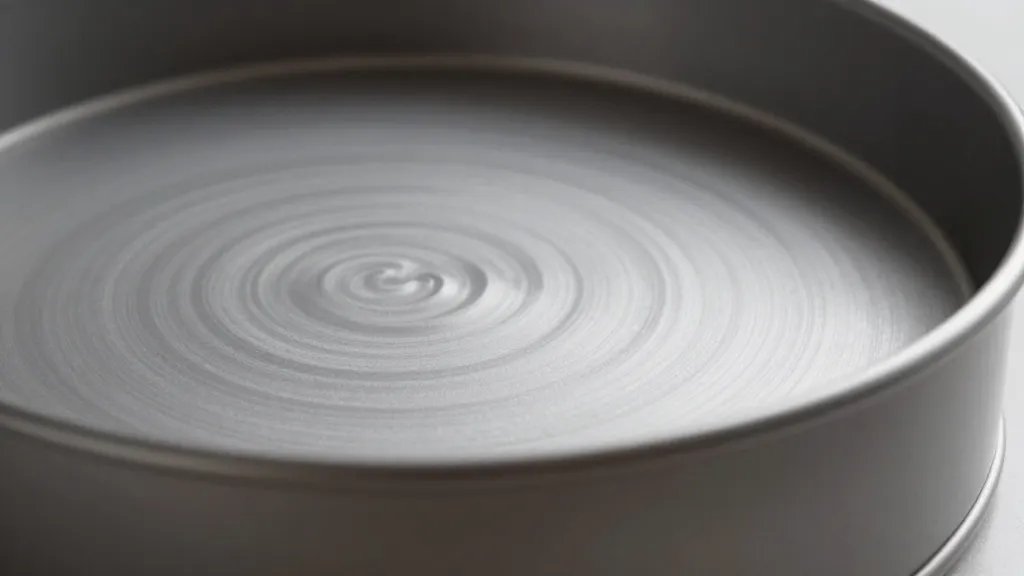 How to Prepare a Cake Pan for Perfect Cakes 4 Closeup of batter swirl uniformity in round cake pan edge