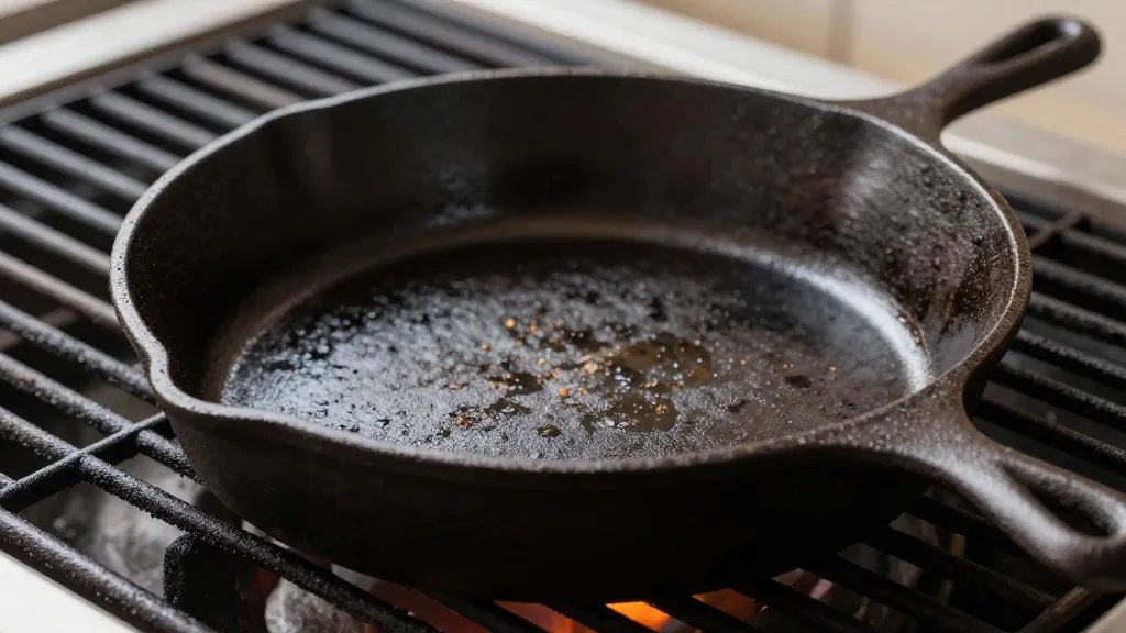 Can You Put a Pan on a Grill: Yes, and How to Do It Right 2 closeup of a cast iron skillet on a hot grill grates