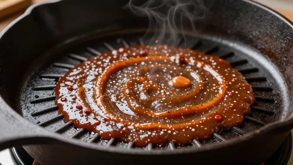 Can You Put a Pan on a Grill: Yes, and How to Do It Right 5 closeup of a high-heat grill pan searing sauce in cast iron