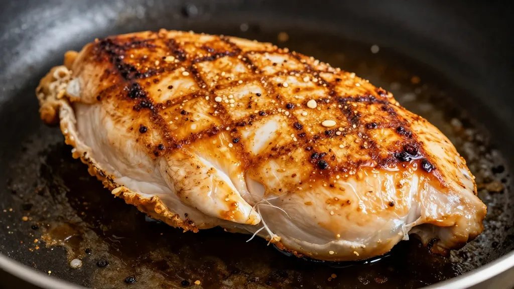 What Is Pan Seared: Crunchy Inside, Juicy Outside 4 Maillard crust forming on pan-seared chicken breast