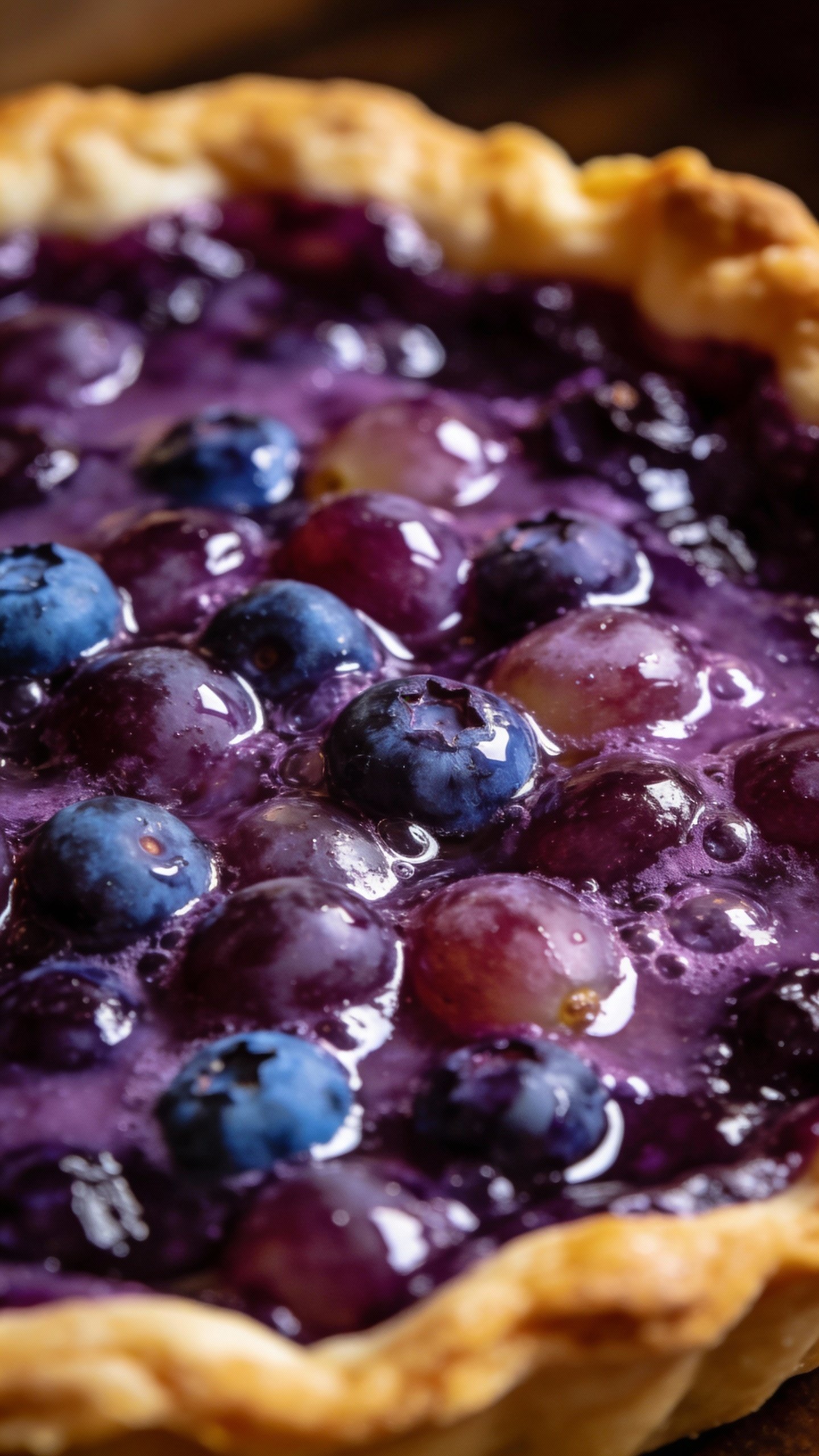 Easy Grape and Blueberry Pie That Tastes Like Summer 4 glossy grape-blueberry pie filling bubbling in crust
