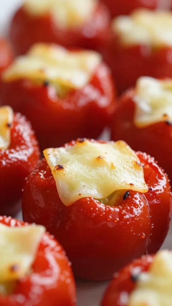 Low-Carb Mexican Stuffed Peppers: Fiesta in a Bite 4 closeup of glossy baked pepper boat with cheese peak
