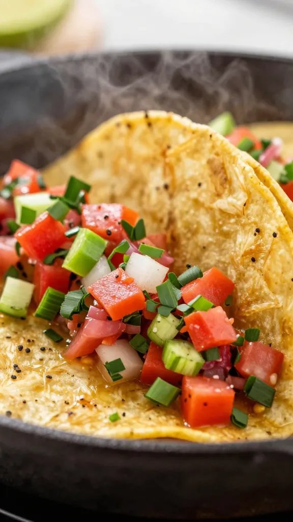 Keto-Friendly Mexican Taco Skillet: Weeknight Wow 4 Closeup of vibrant pico de gallo atop steaming taco skillet
