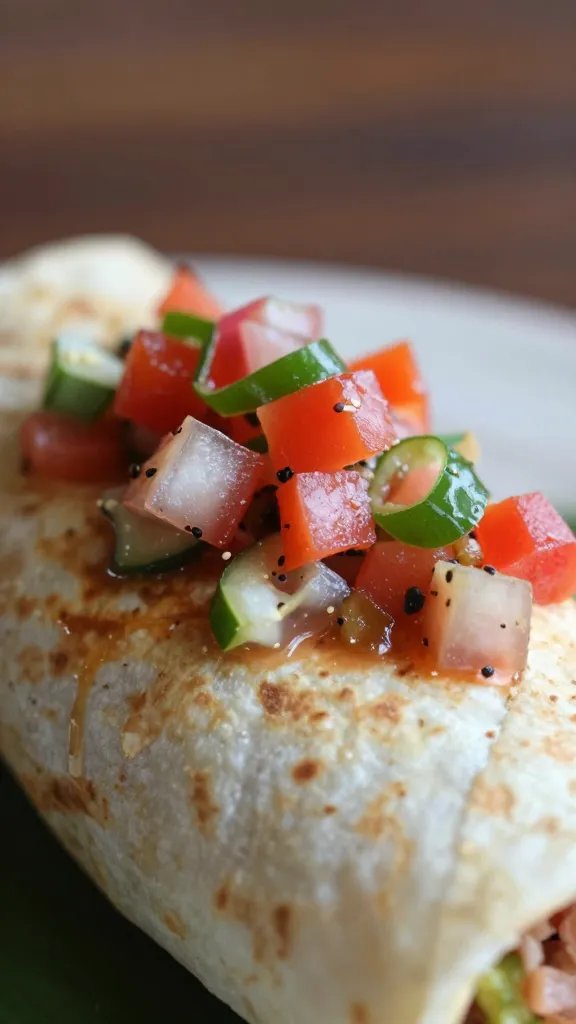 Easy Bean and Rice Burrito Bowls: Weeknight Win 3 closeup of a single burrito bowl centerpiece topped with pico de gallo