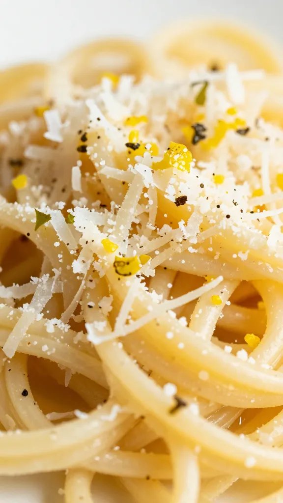 Speedy Italian Dinner for Weeknights: Quick Crowd-Pleasers 5 closeup of grated Parmesan on hot pasta with lemon zest