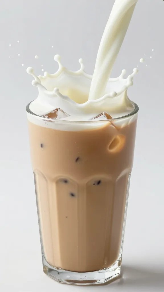 Cold Brew Protein Coffee: Your Morning Hype Squad 5 closeup of milk splash inside tall glass of iced coffee protein combo