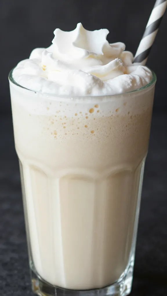 Post-Workout Recovery Smoothie You’Ll Love After Sweaty Sessions 4 closeup of a vanilla protein smoothie in a tall glass with frost