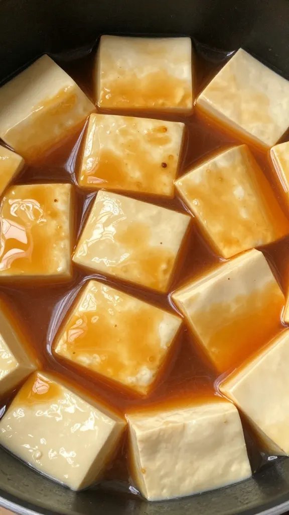 15-Minute Vegan Stir-Fry for Busy Weeknights: Quick Weeknight Wins 5 Closeup of glossy soy-ginger sauce coating tofu cubes in skillet