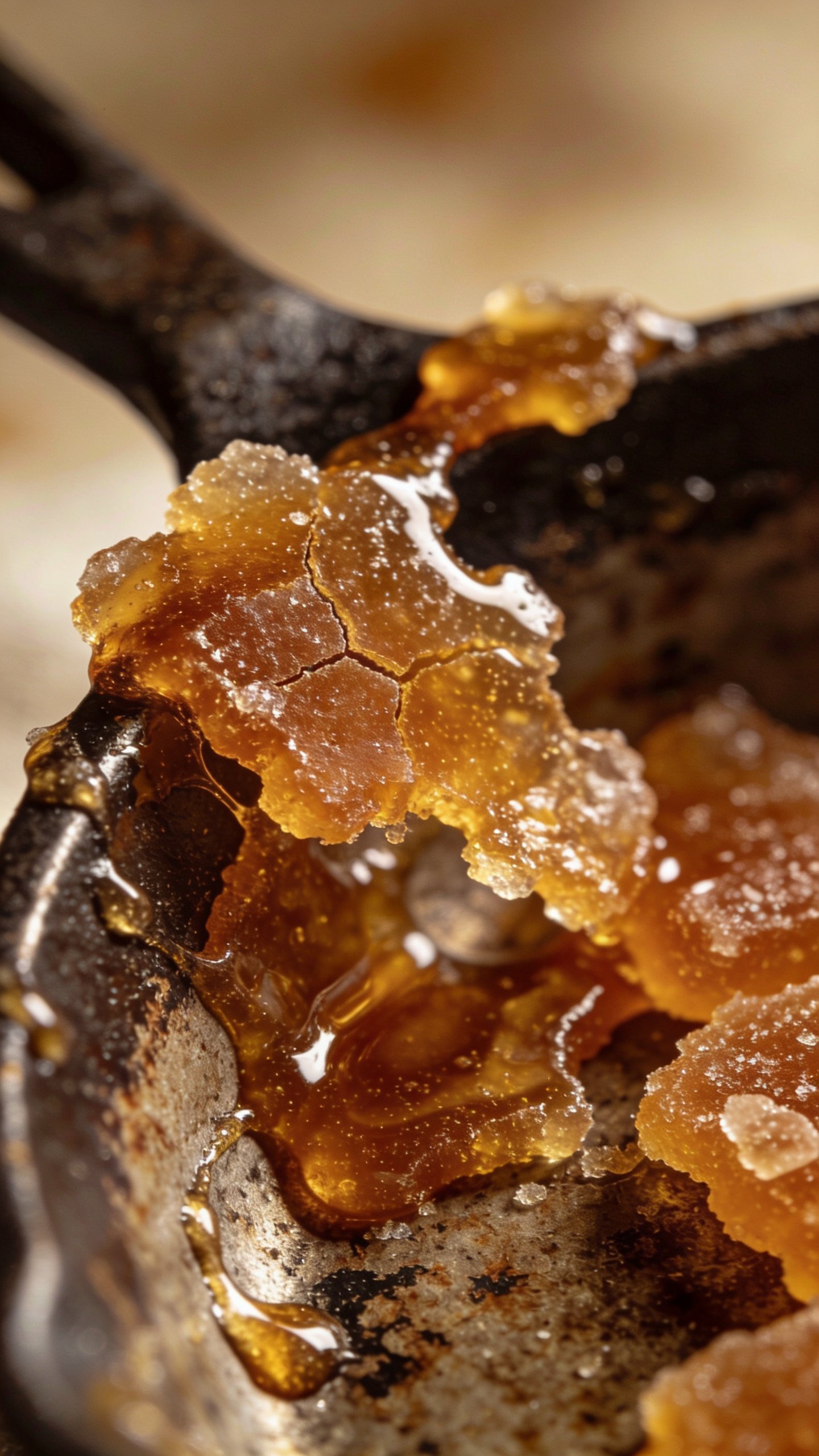 How to Get Burnt Sugar Off a Pan in 5 Quick Steps 3 Macro shot of sticky caramelized sugar residue on skillet