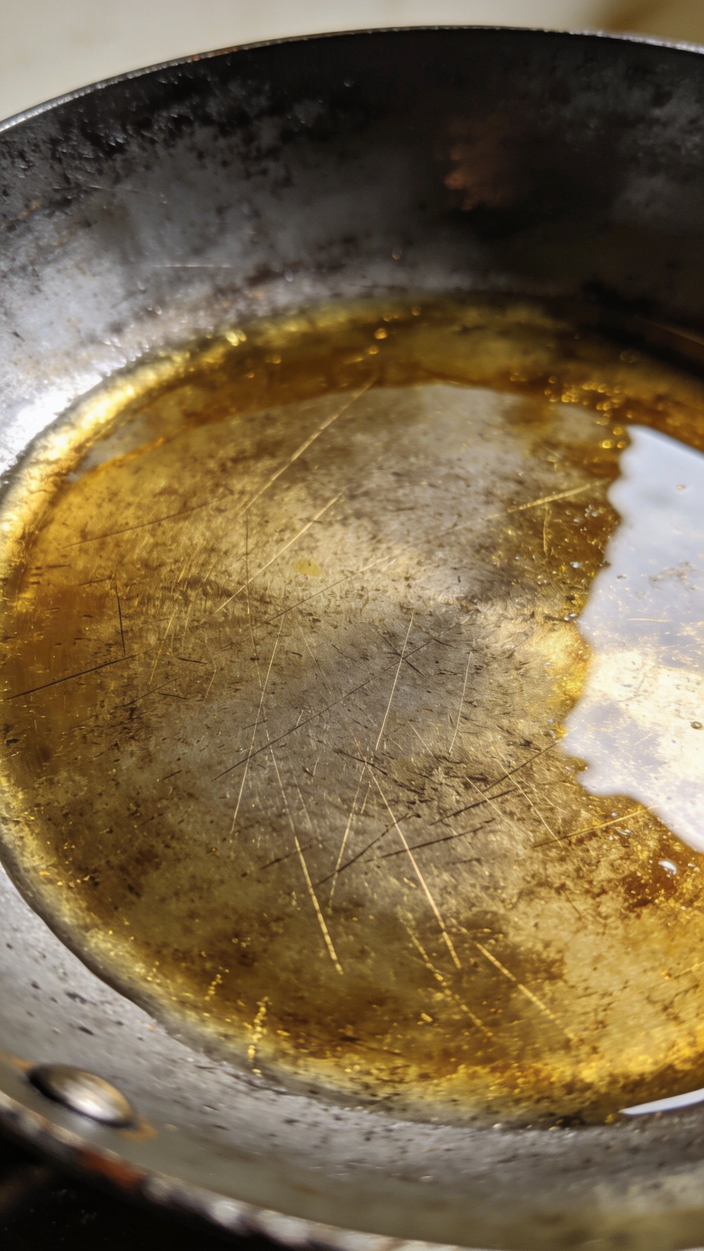 What Pans Do Chefs Use: the Kitchen’S Secret Tools 4 macro shot of carbon steel pan surface with oil sheen