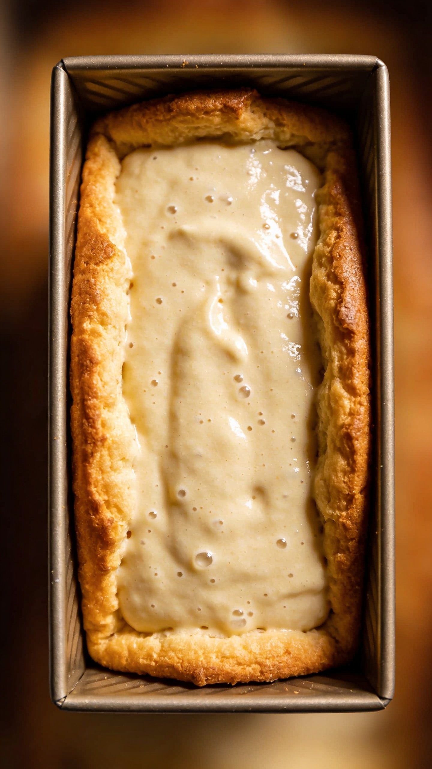 What Can You Use Instead of a Bundt Pan and Wow Your Bake 2 Closeup of a loaf pan with batter, golden edge rising