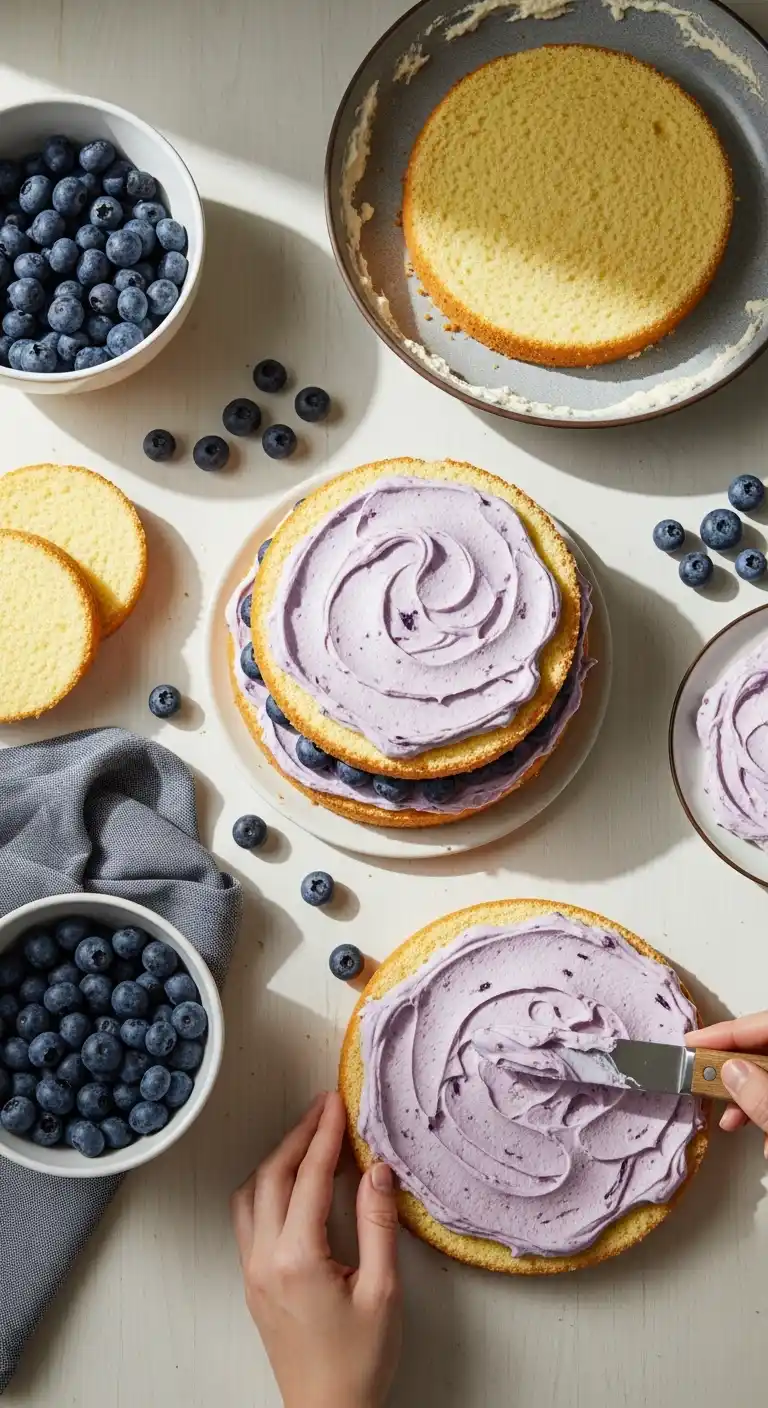 Blueberry Yum Yum Layered Cake – Easy Creamy Dessert 5 Blueberry layer Cake4