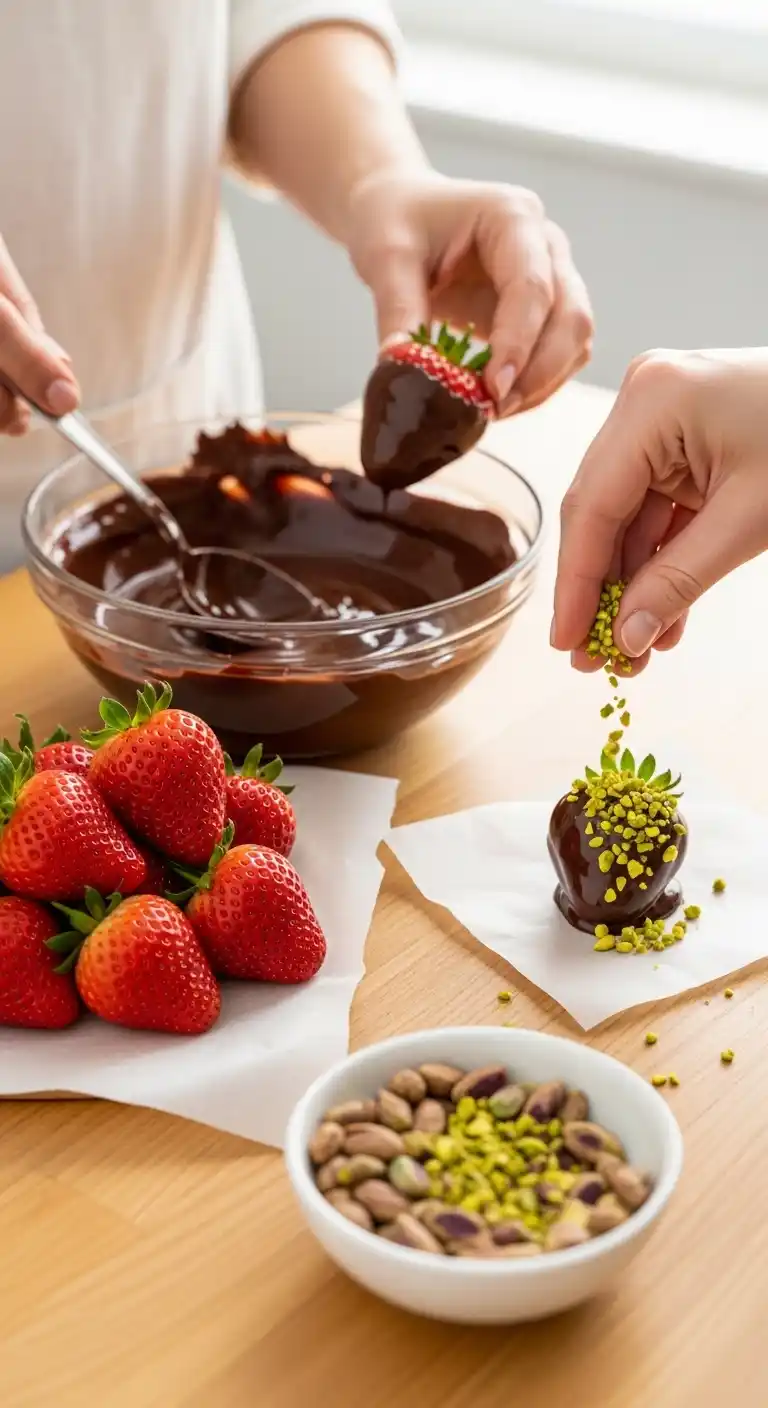 Chocolate Dipped Strawberries with Pistachio 3 Chocolate Dipped Strawberries 2