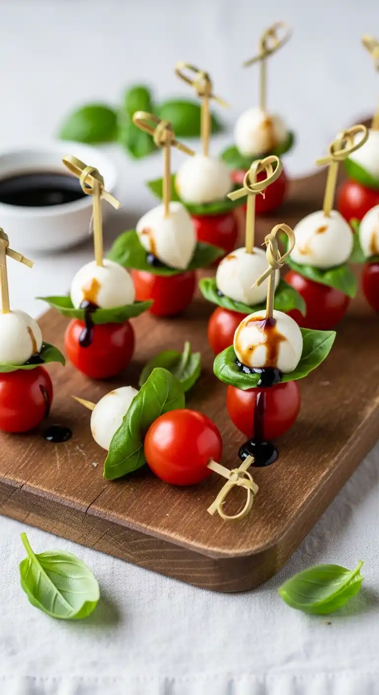 7 Easy Kitty Party Snacks That Look Fancy but Take Minutes (Your Guests Will Never Know ) 3 Mini Caprese Skewers