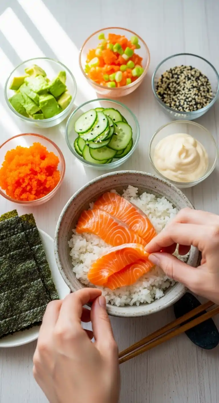 Fresh Salmon Sushi Bowl – Quick & Delicious 3 Salmon Sushi Bowl 2
