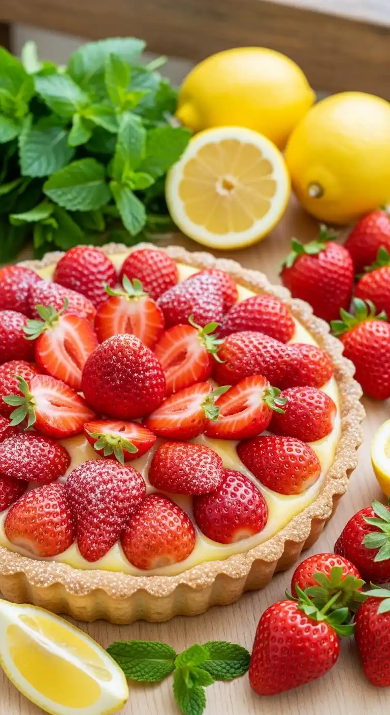 Fresh Strawberry Lemon Tart with a Hint of Mint 5 Strawberry Lemon Tart 4