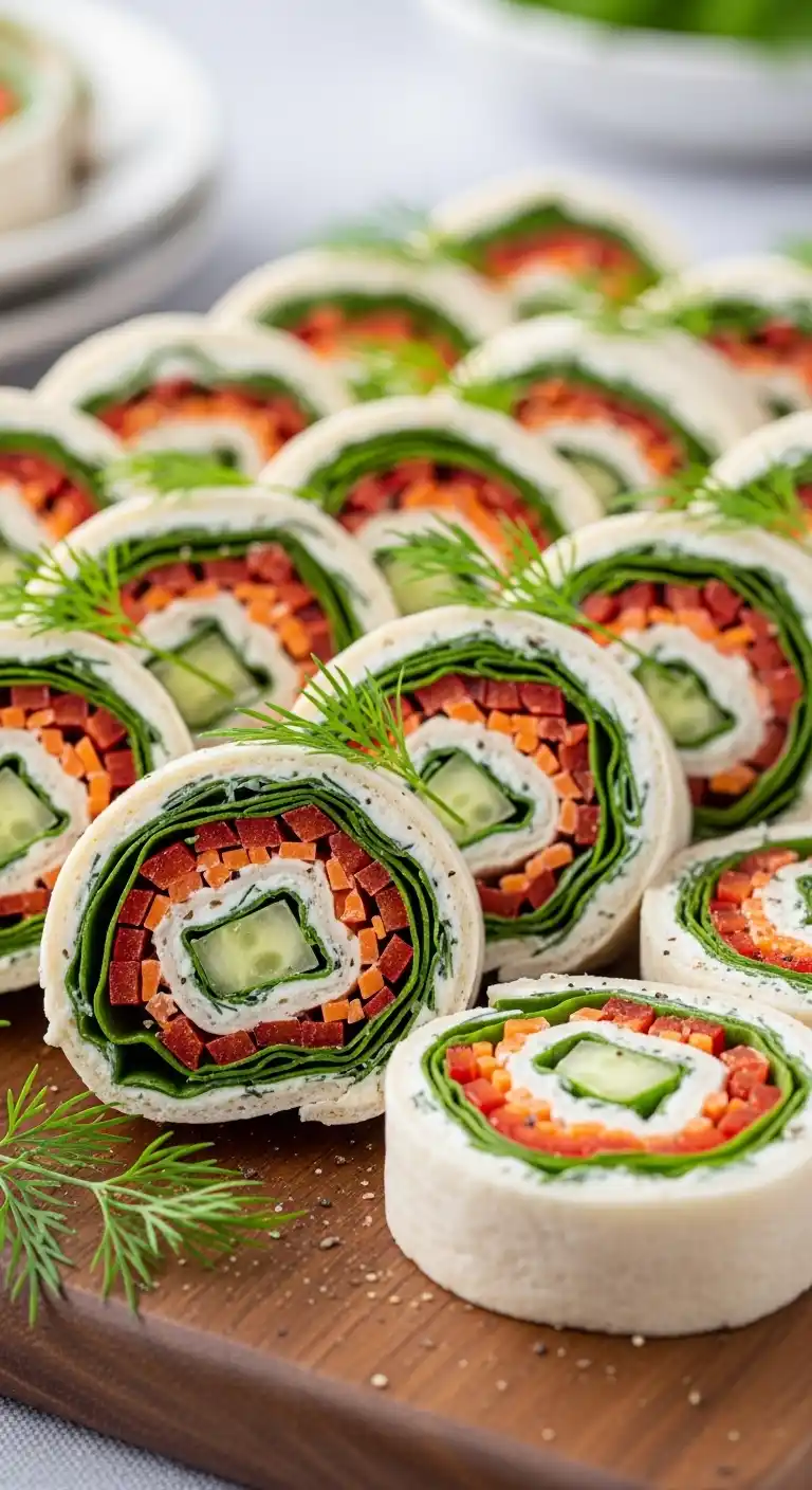 7 Easy Kitty Party Snacks That Look Fancy but Take Minutes (Your Guests Will Never Know ) 6 Veggie Cream Cheese Roll-Ups