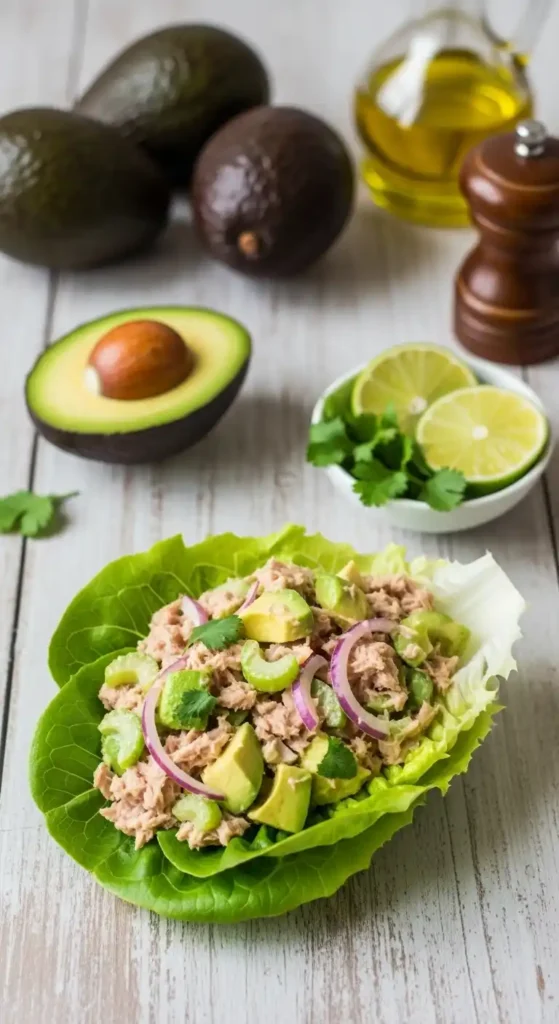 Irresistible Avocado Tuna Salad Lettuce Wraps Quick Lunch 5 avocado tuna salad lettuce wraps3