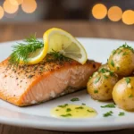 Baked Salmon with Garlic Butter Potatoes – Easy Dinner 2 baked salmon with garlic butter potatoes 1