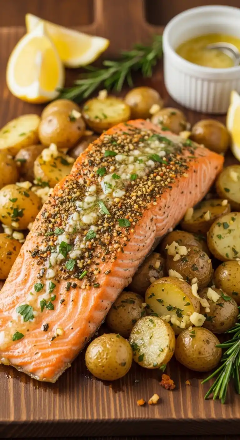 Baked Salmon with Garlic Butter Potatoes – Easy Dinner 4 baked salmon with garlic butter potatoes 3