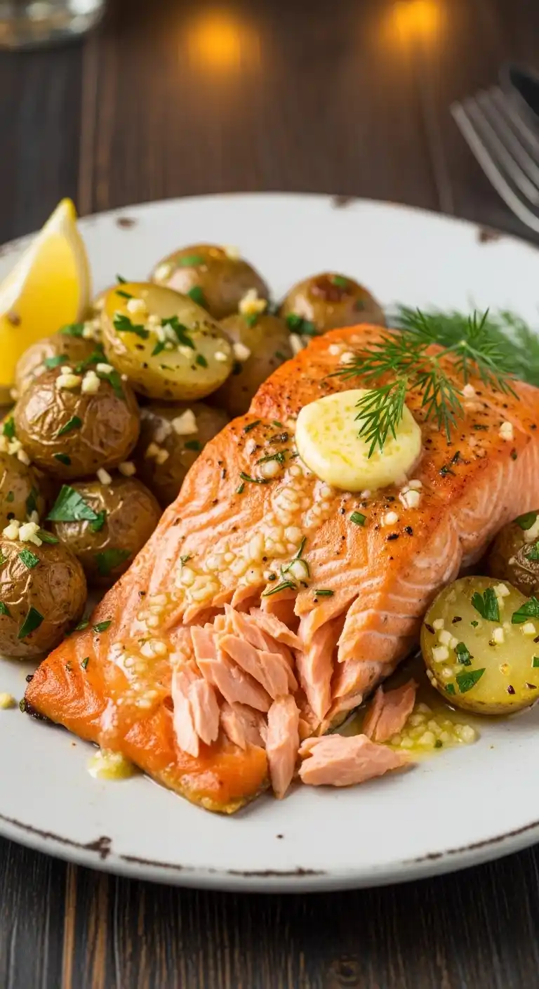 Baked Salmon with Garlic Butter Potatoes – Easy Dinner 5 baked salmon with garlic butter potatoes 4