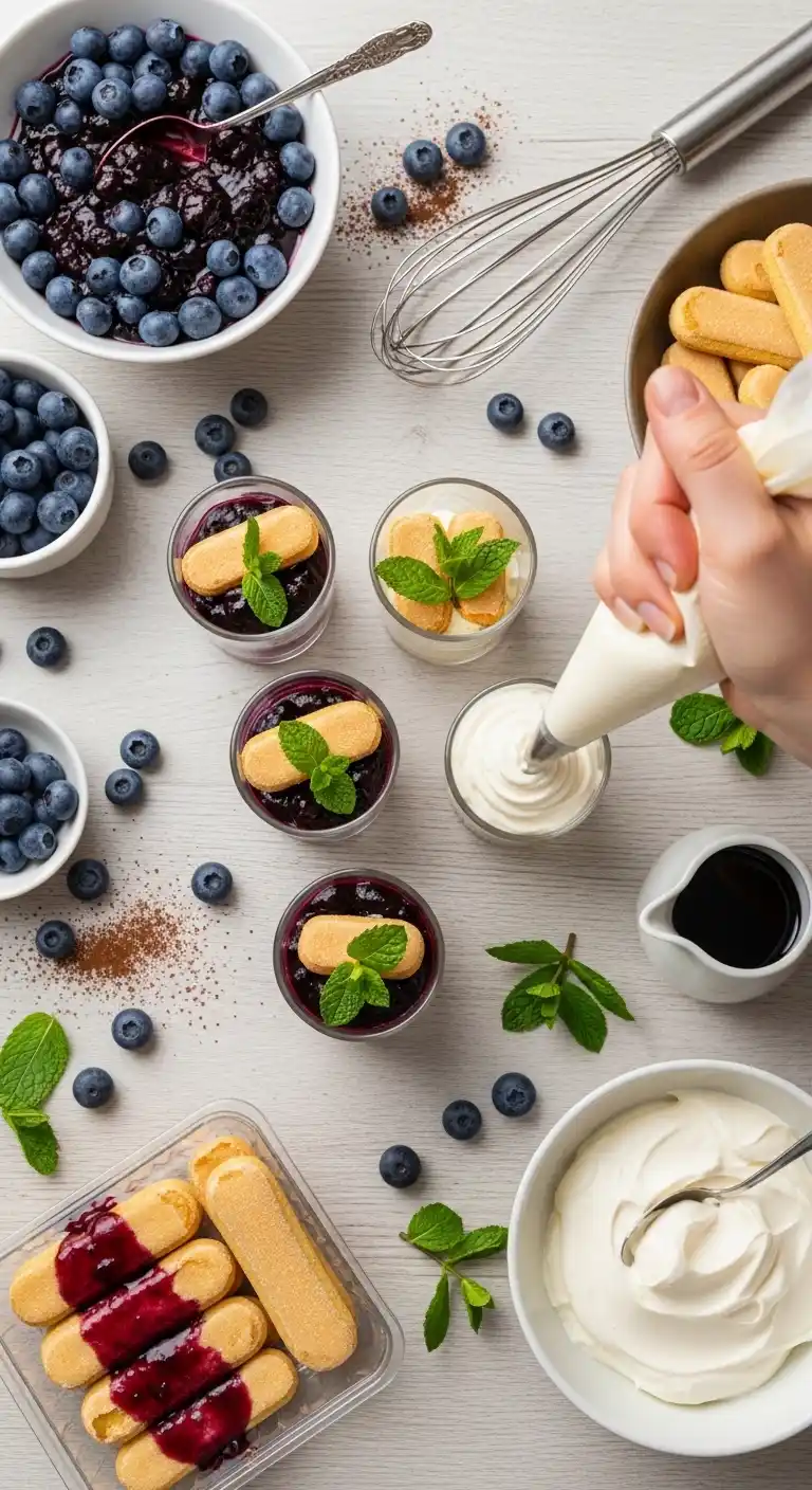 Blueberry Tiramisu Shots – No Bake Dessert 3 blueberry tiramisu shots3