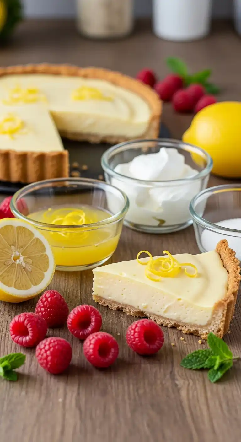 Easy Lemon Posset Tart with Fresh Raspberries 3 lemon posset tart with raspberries 2