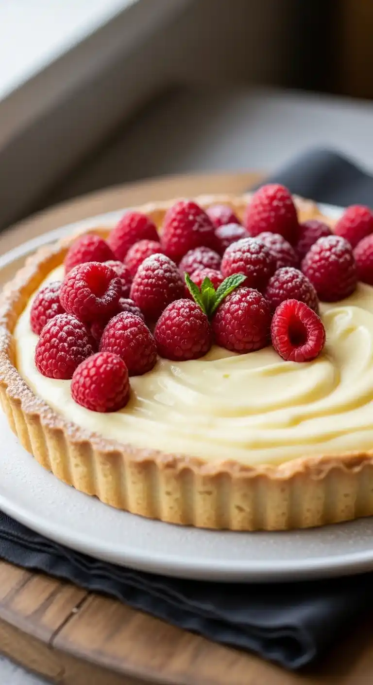 Easy Lemon Posset Tart with Fresh Raspberries 5 lemon posset tart with raspberries 3