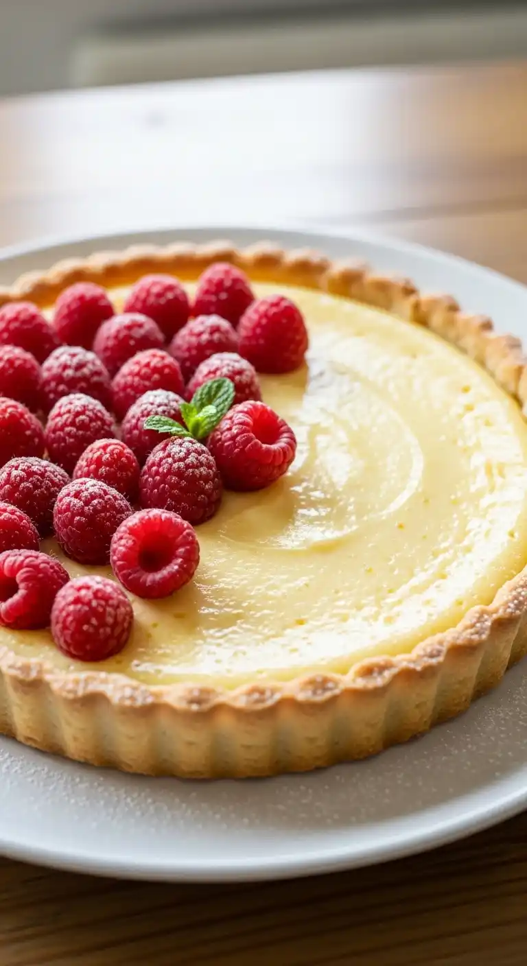 Easy Lemon Posset Tart with Fresh Raspberries 4 lemon posset tart with raspberries 4
