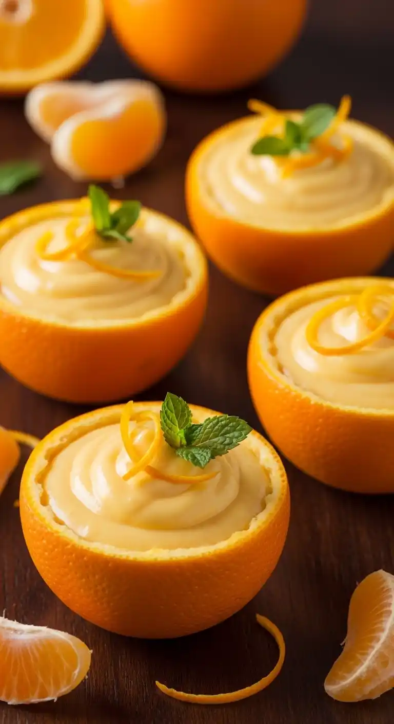 Creamy Orange Posset Served in Fresh Orange Peels 4 orange posset3