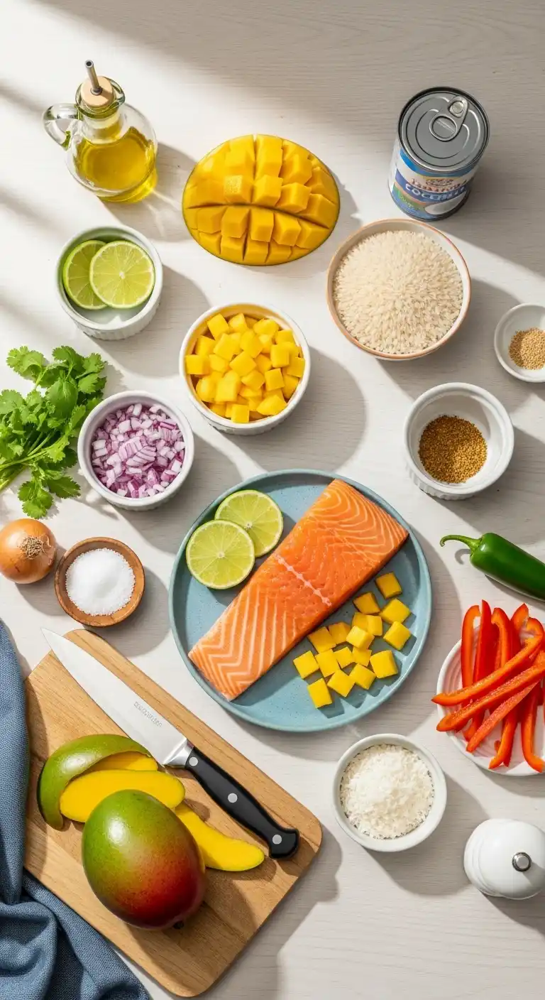 Fresh Salmon with Mango Salsa and Coconut Rice Bowl 3 salmon with mango salsa coconut rice bowl2