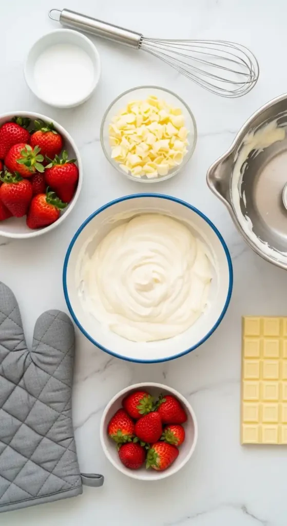 Creamy Delights: White Chocolate Mousse with Strawberries Bliss 3 white chocolate mousse 2