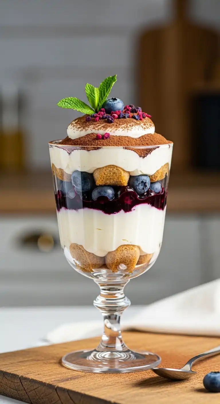 10 No-Bake Tiramisu Desserts Perfect for Summer 7 _Blueberry Tiramisu Trifle