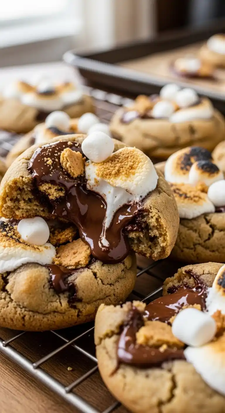 Melted Chocolate S’mores Stuffed Cookies Recipe 5 Melted Chocolate S’mores Stuffed Cookies2