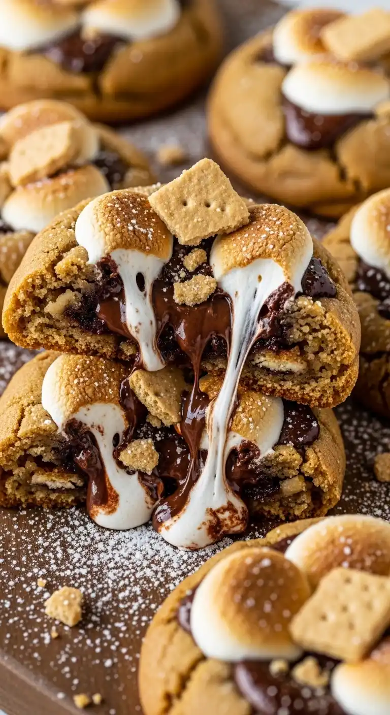 Melted Chocolate S’mores Stuffed Cookies Recipe 4 Melted Chocolate S’mores Stuffed Cookies3