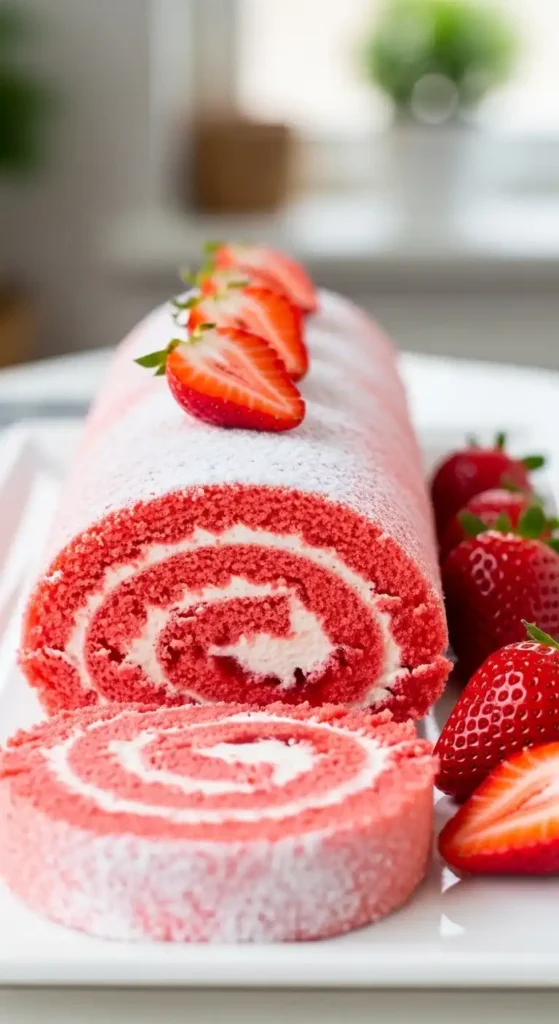 Strawberry Swiss Roll Cake: Easy Showstopper Dessert 5 Strawberry Swiss Roll Cake 4