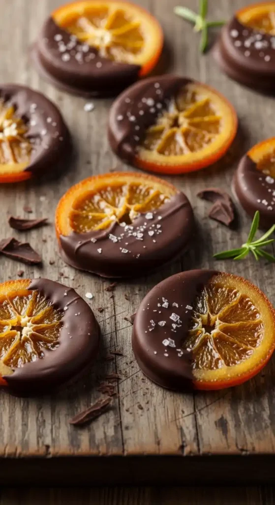 Chocolate Dipped Candied Orange Slices: Bite-Sized Bliss 4 chocolate dipped candied orange slices3