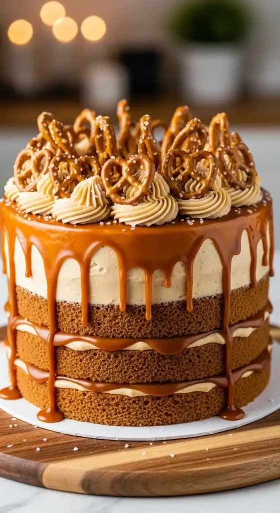 Salted Caramel Pretzel Cake: Irresistible Crunch Sweetness 4 salted caramel pretzel cake3