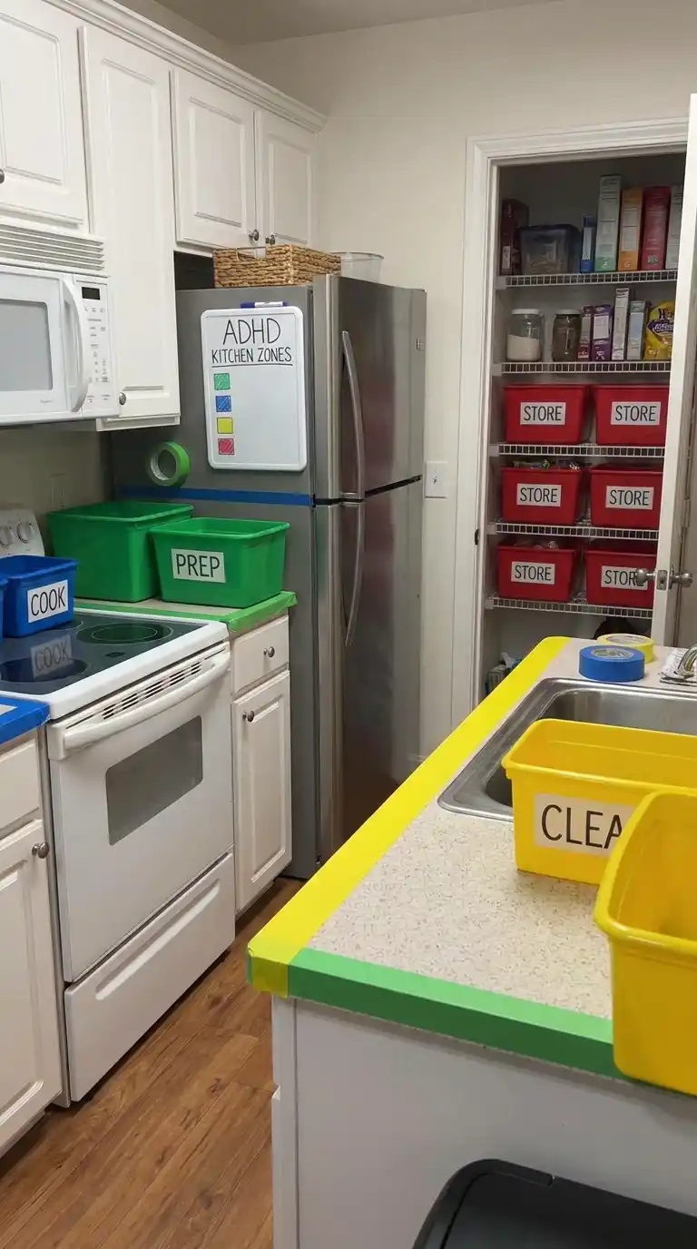 10 ADHD Kitchen Systems That Stay Organized 9 Color-Coded_Zone_Method_ADHD