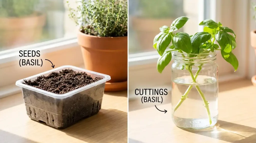 How to Start Growing Herbs Indoors from Seeds vs. Cuttings 4 Herbs_indoors_seeds_vs_cuttings_202605142231