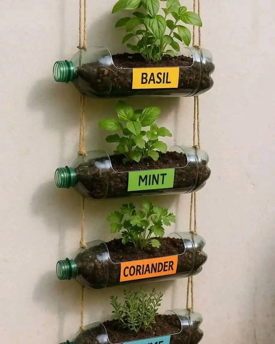 Brighten Your Windowsill with 15 Unique Herb Planter Ideas 4 Recycled bottle herb planters