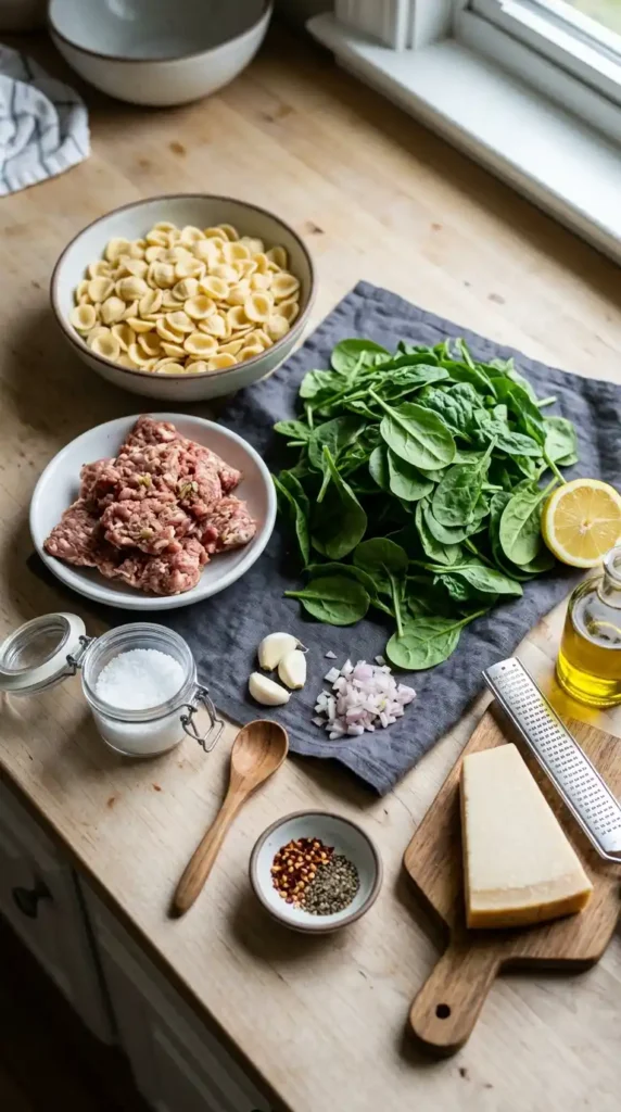 Sausage Spinach Orecchiette: Weeknight Magic 5 Sausage_spinach_orecchiette_ingr…_202605111037
