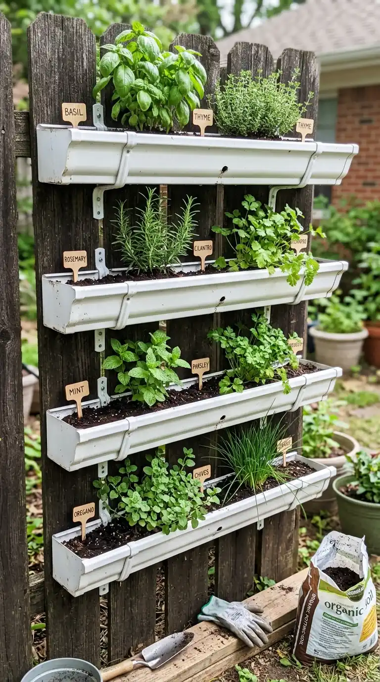 Creative Backyard Inspiration: 13 DIY Herb Garden Projects for Beginners 10 gutter_herb_garden_DIY_202605222112