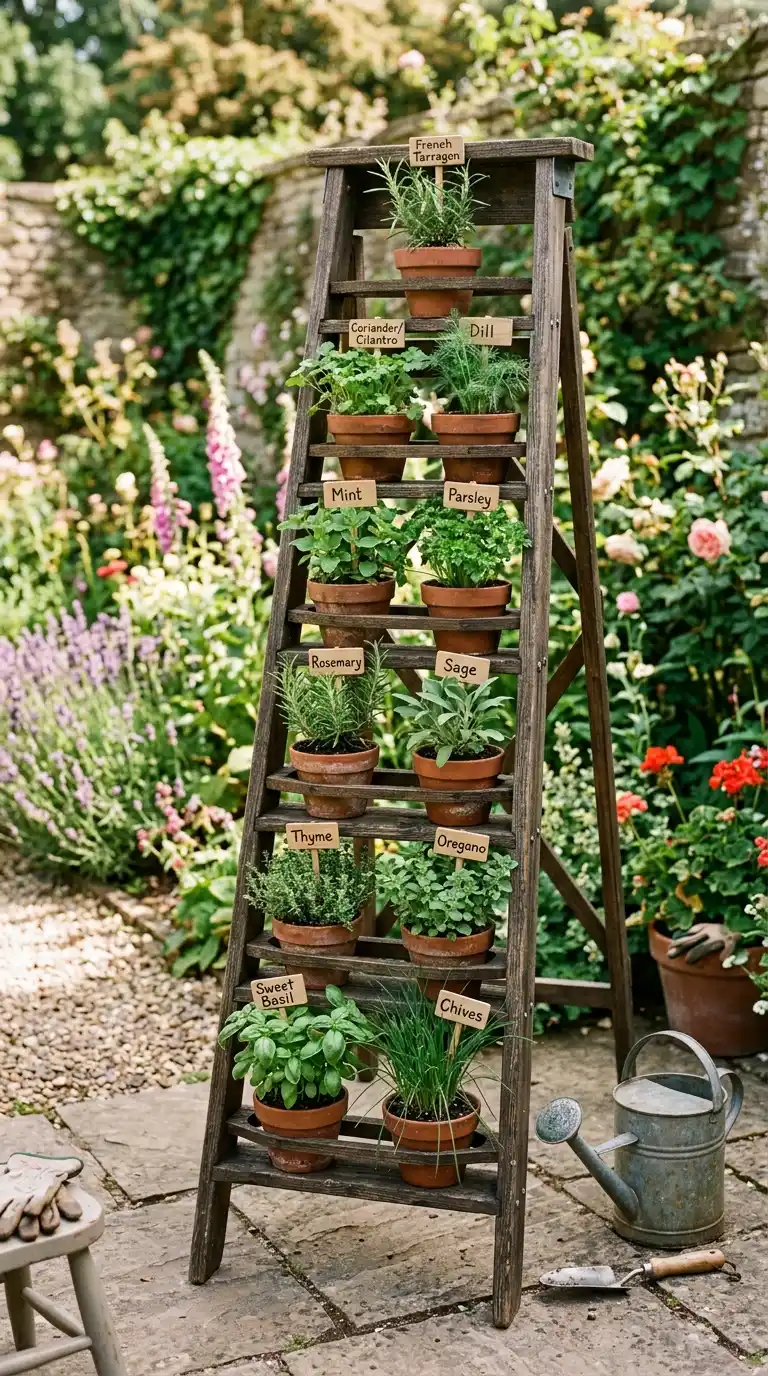 Creative Backyard Inspiration: 13 DIY Herb Garden Projects for Beginners 9 ladder_herb_planter