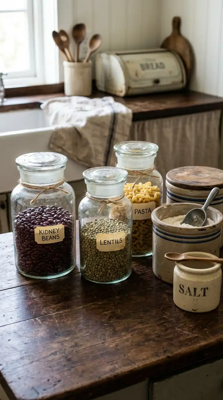 How to Add Color to All-White Kitchen Grandma core 3 Antique_Countertop_Storage