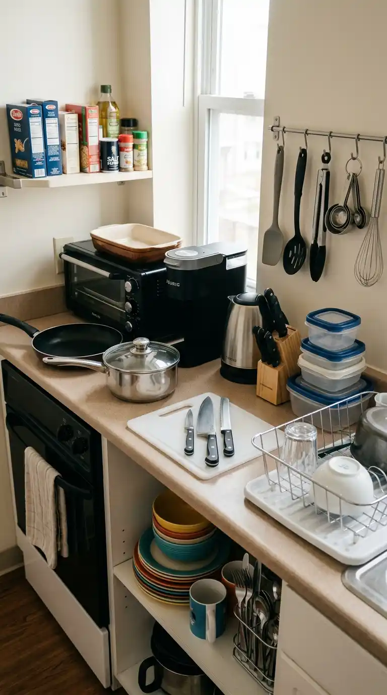 13 College Dorm Kitchen Organization Tips: Small Space Survival 6 College_Kitchen_Essentials