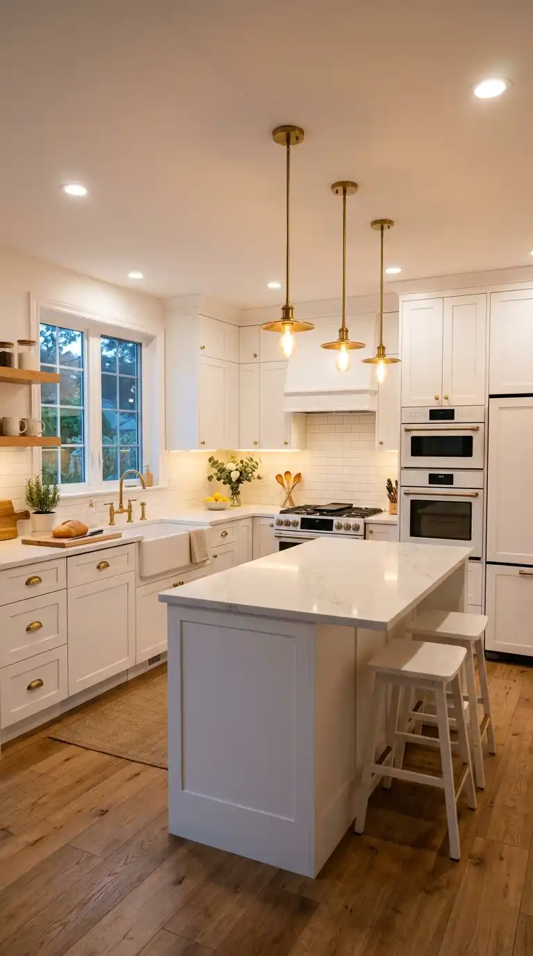 How to Add Color to All-White Kitchen Grandma core 6 White_kitchen_with_warm_lights