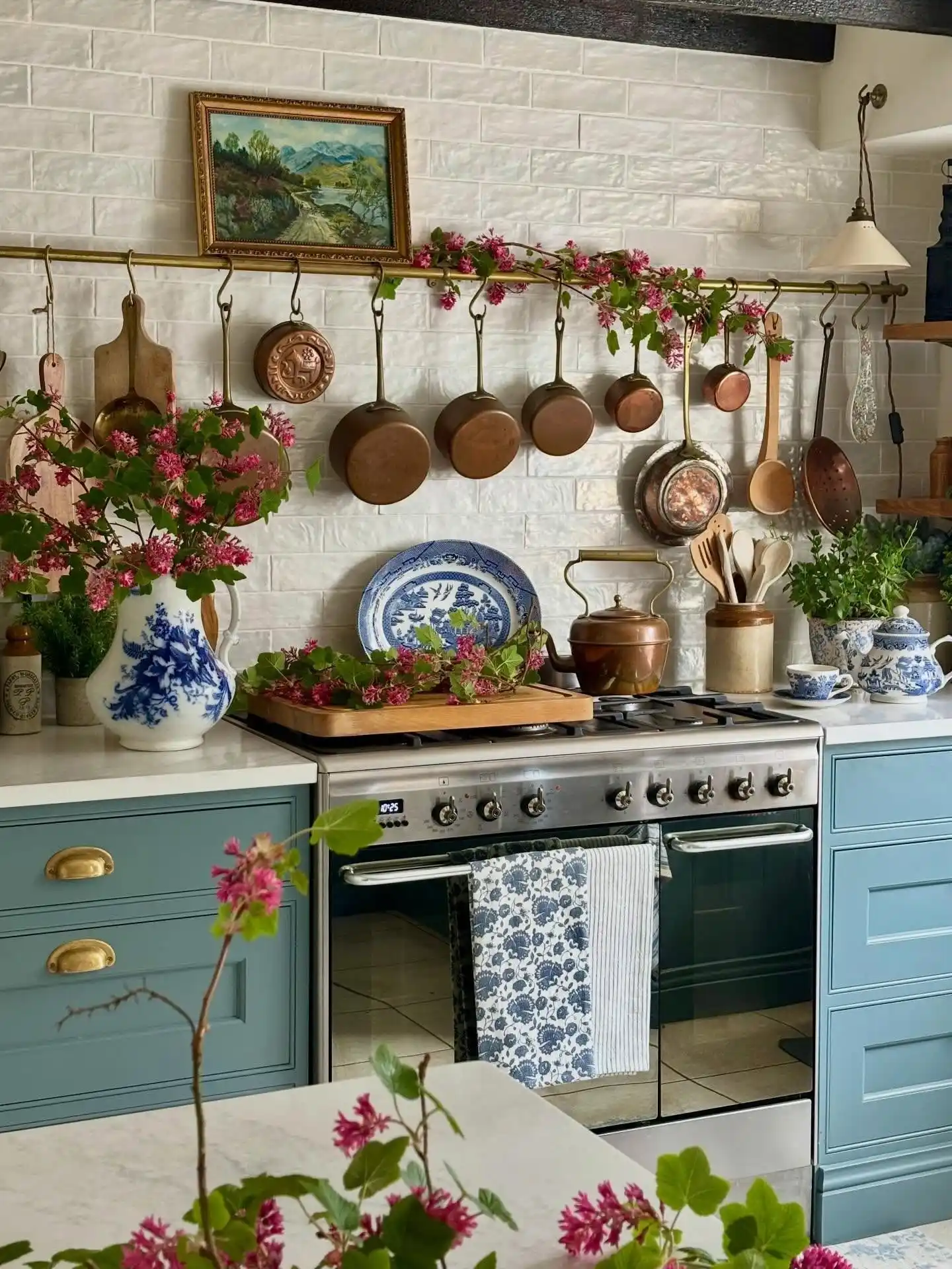 How To Make Rental Kitchen Feel Like Grandma's House 7 linen piece over oven